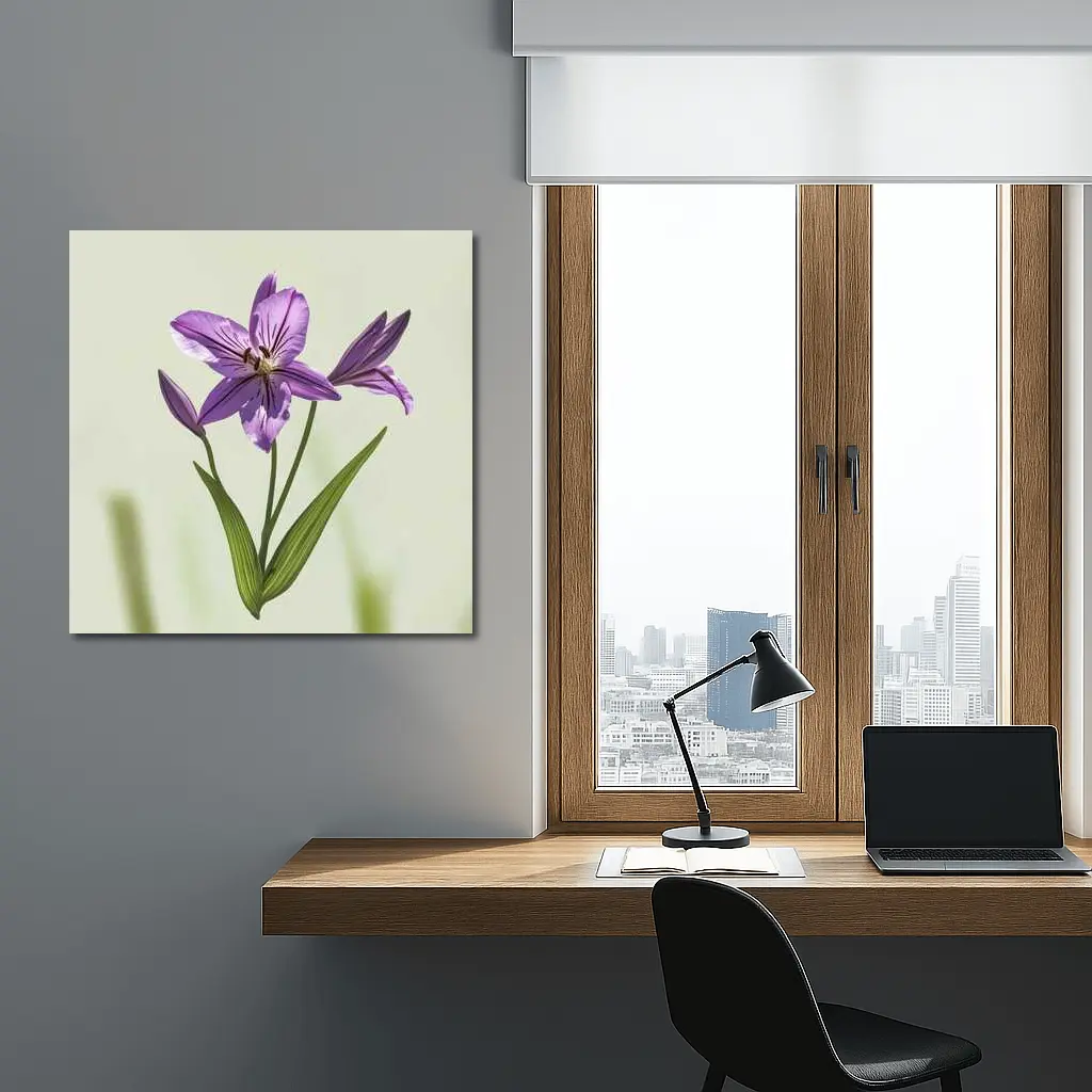 Purple Lily Flower Green Soft Background – Wall Art