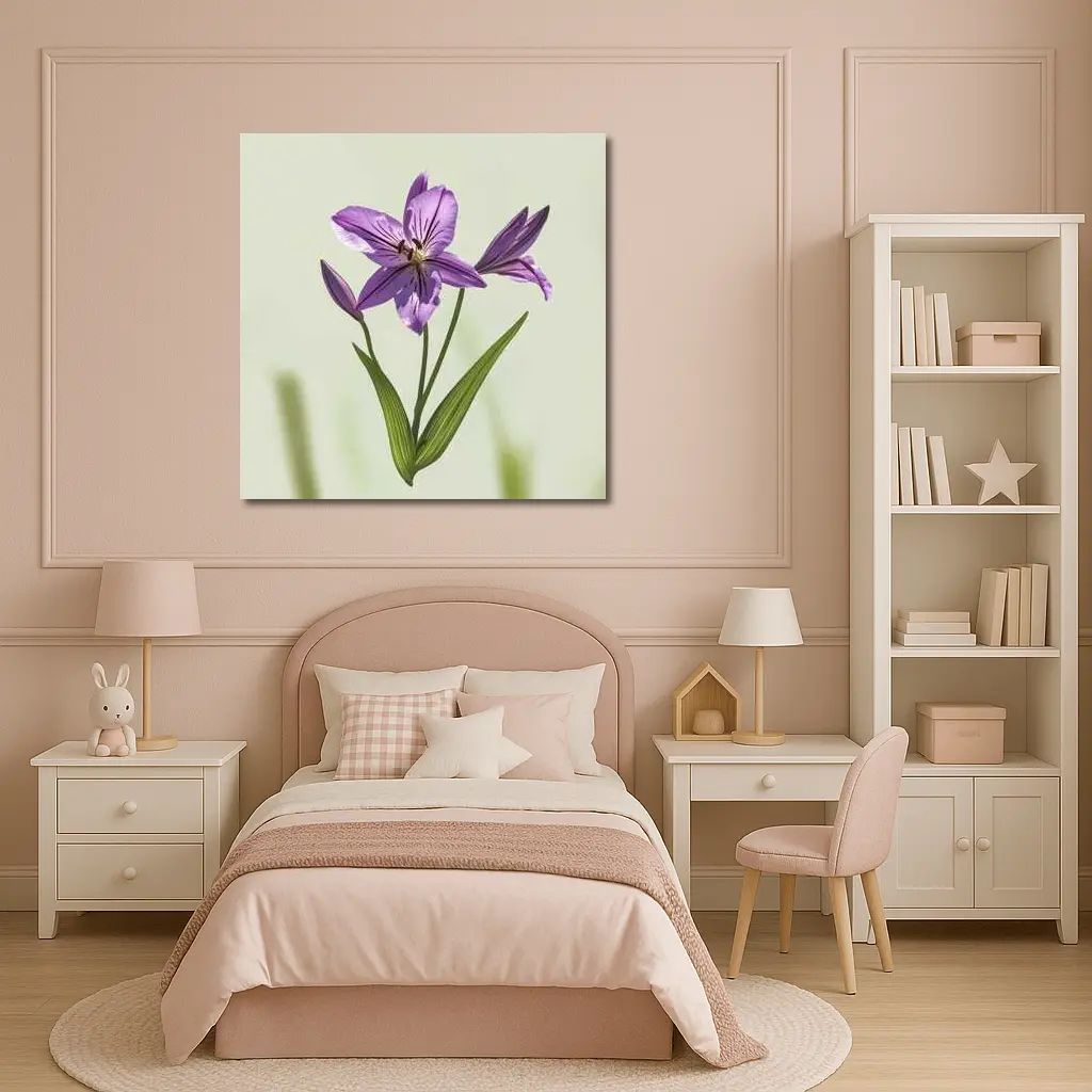 Purple Lily Flower Green Soft Background – Wall Art