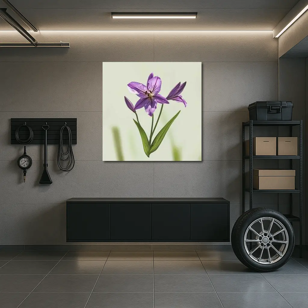 Purple Lily Flower Green Soft Background – Wall Art