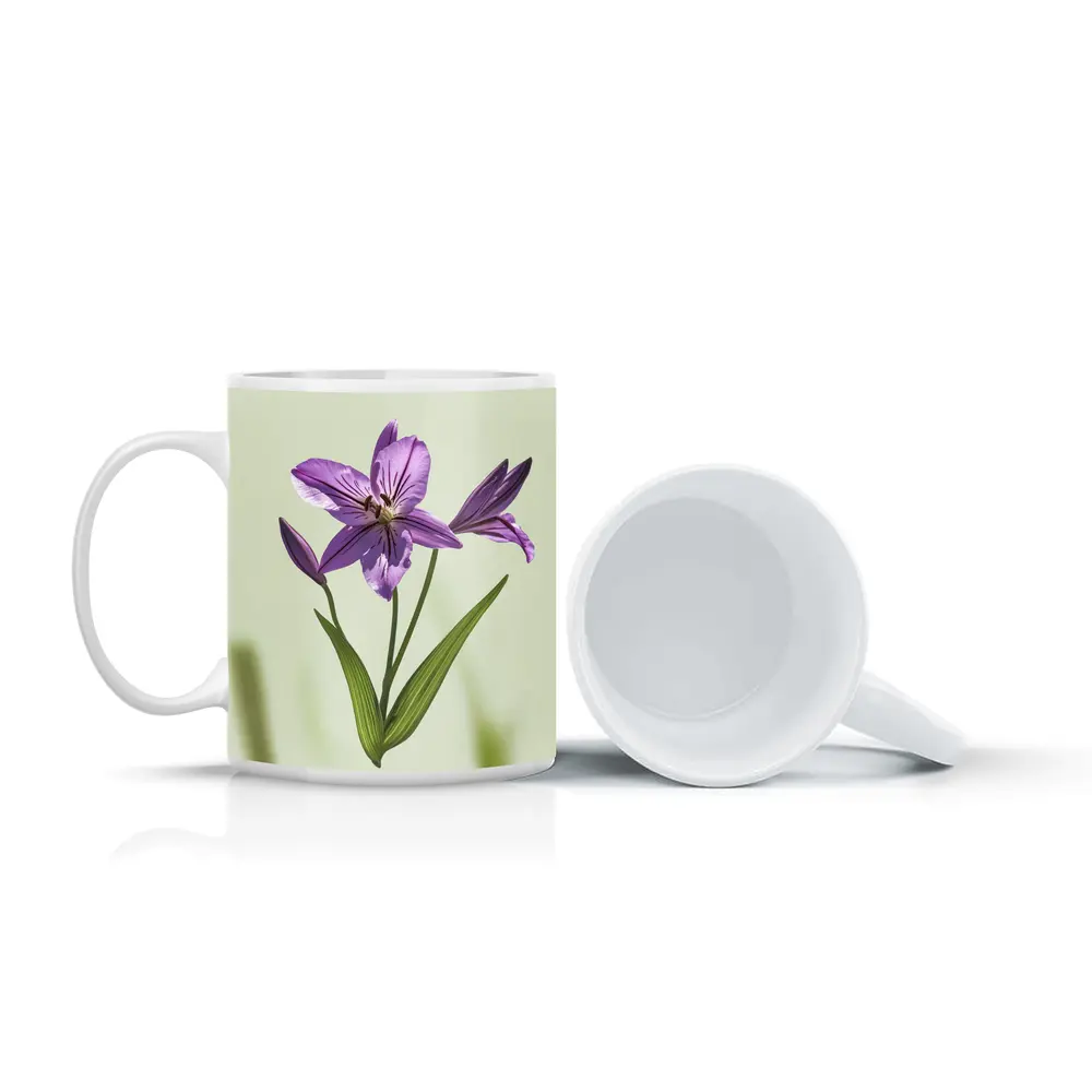 Purple Lily Flower Green Soft Background – Mugs