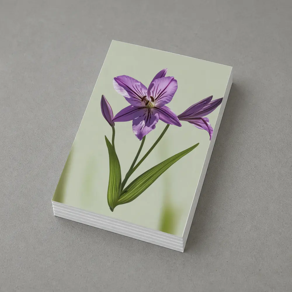 Purple Lily Flower Green Soft Background – Postcards