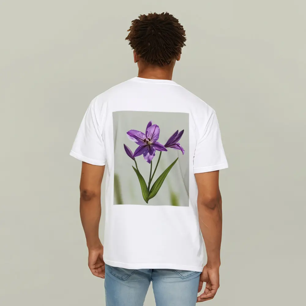 Purple Lily Flower Green Soft Background – T-Shirts