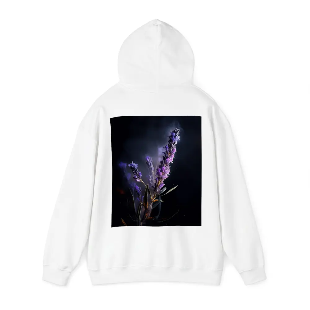 Lavender Sprig Against Dark Black Background – Hoodies