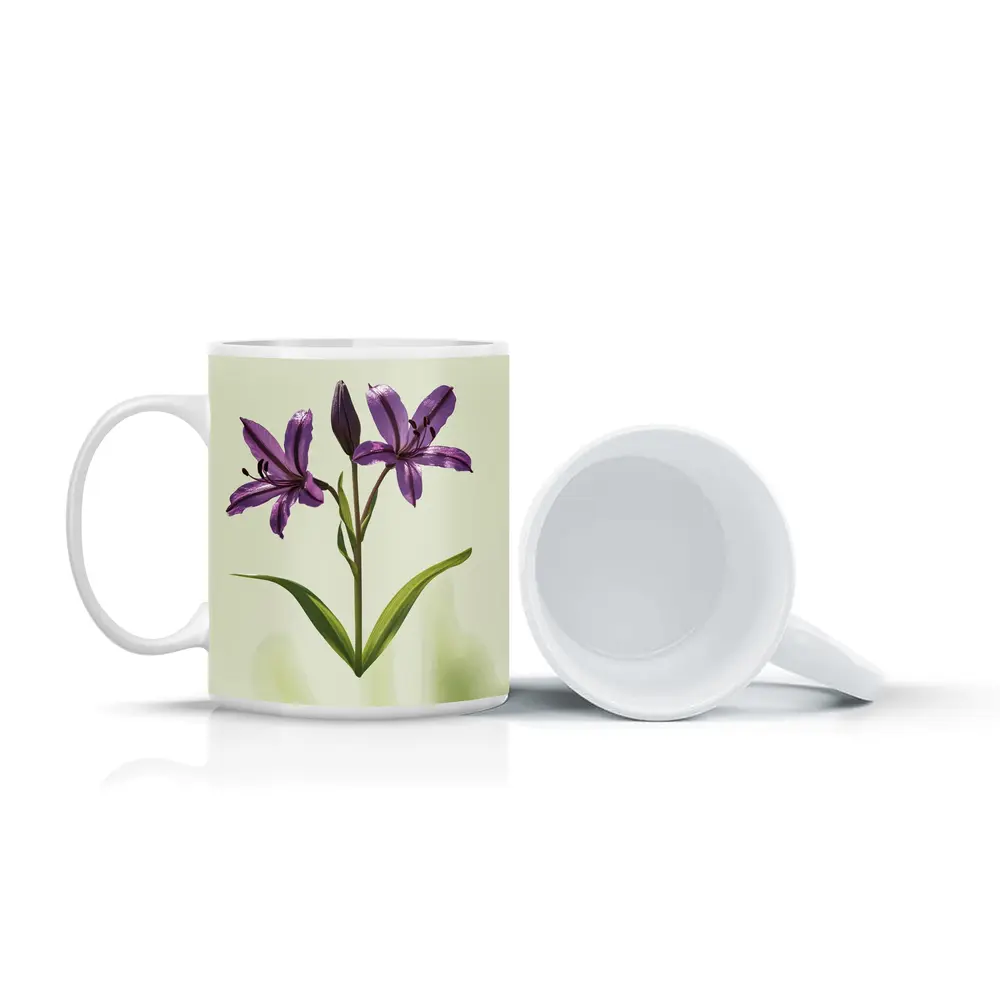 Purple Lily Flowers Green Soft Background – Mugs