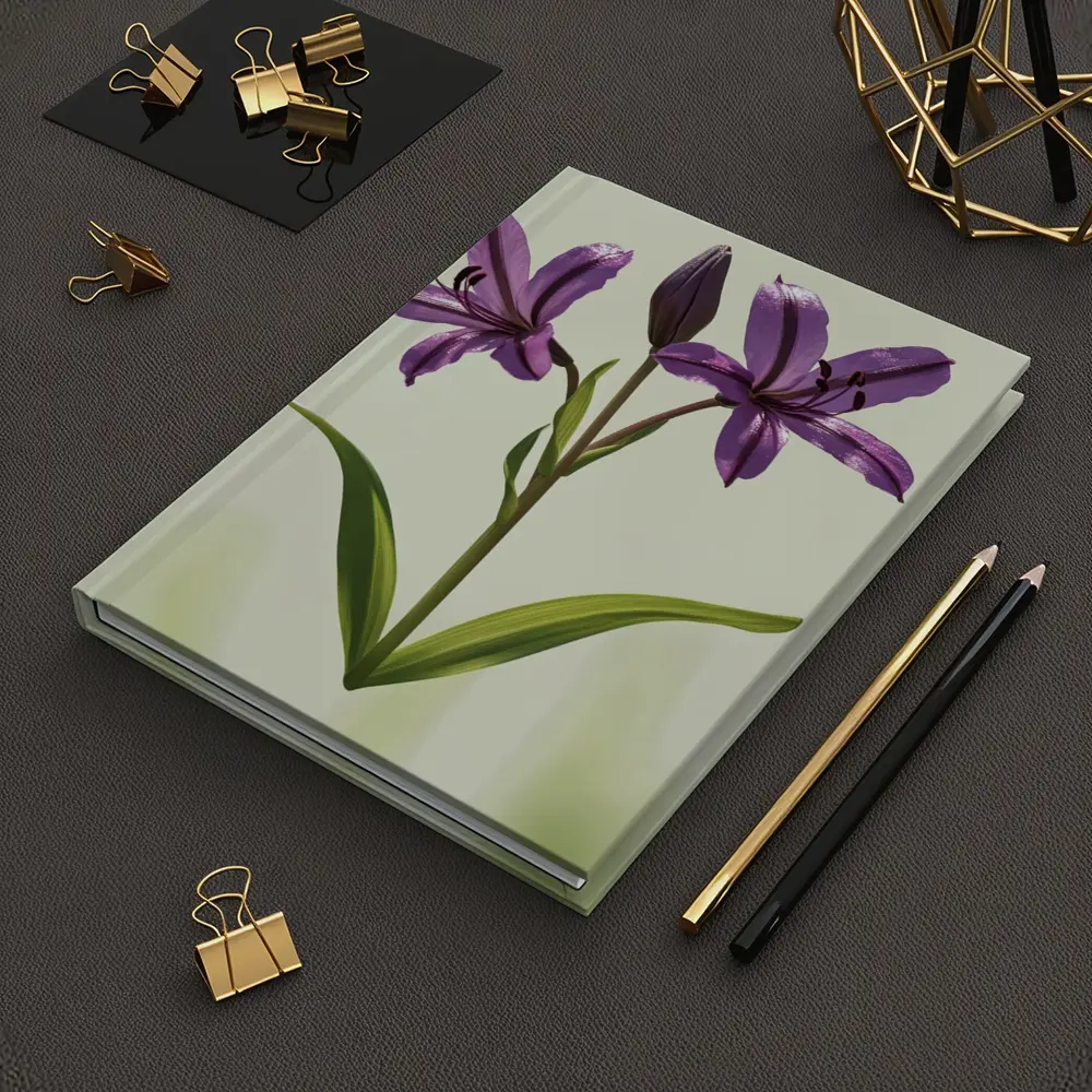 Purple Lily Flowers Green Soft Background – Notebooks