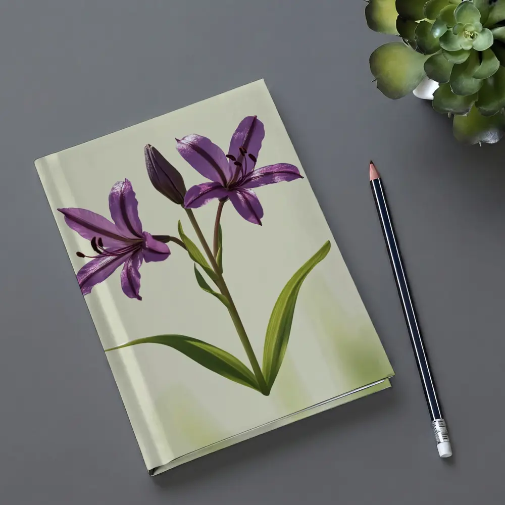 Purple Lily Flowers Green Soft Background – Notebooks