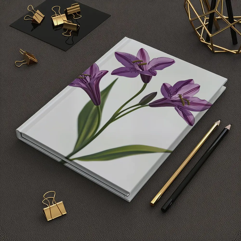 Purple Lily Flowers On White Background – Notebooks