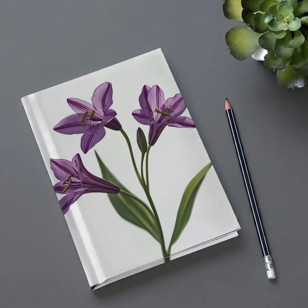Purple Lily Flowers On White Background – Notebooks