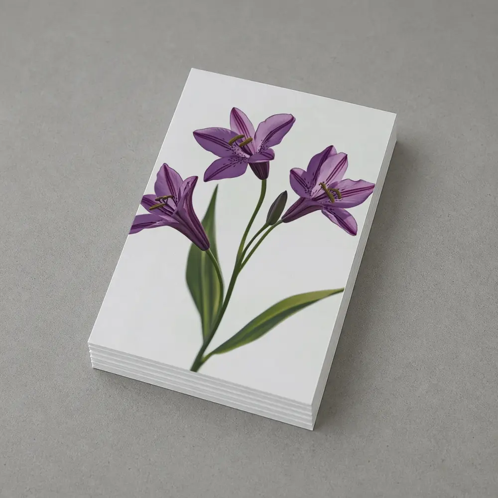 Purple Lily Flowers On White Background – Postcards