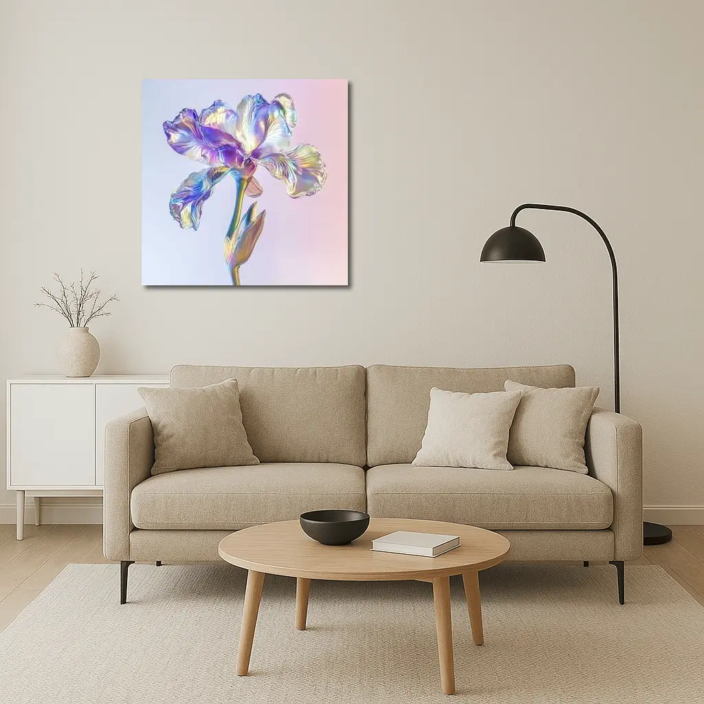 Holographic Iris Flower Pastel Gradient Background – Wall Art