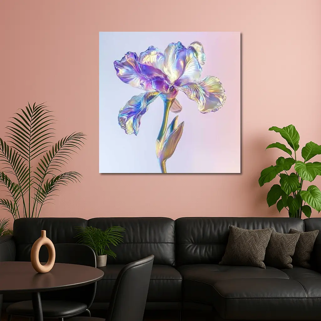 Holographic Iris Flower Pastel Gradient Background – Wall Art