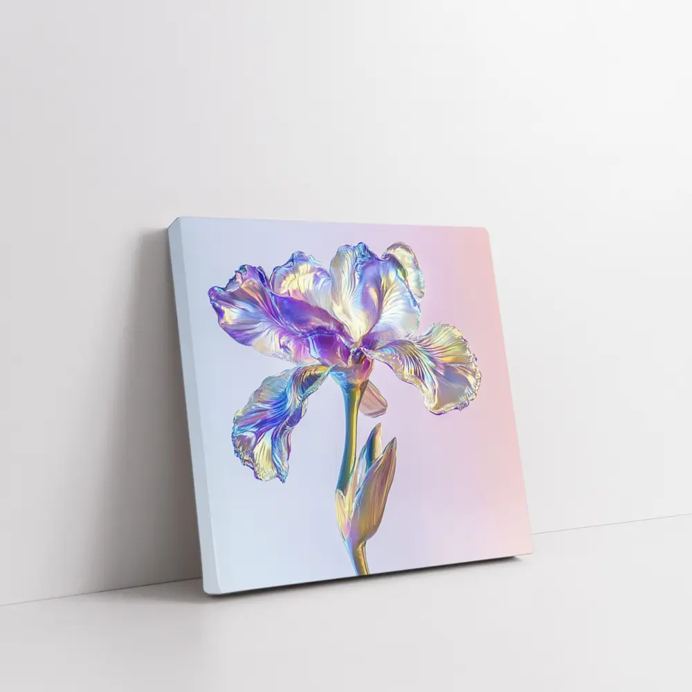 Holographic Iris Flower Pastel Gradient Background – Wall Art