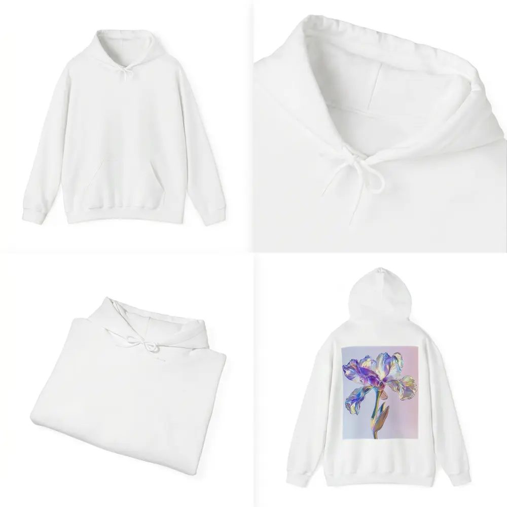 Holographic Iris Flower Pastel Gradient Background – Hoodies