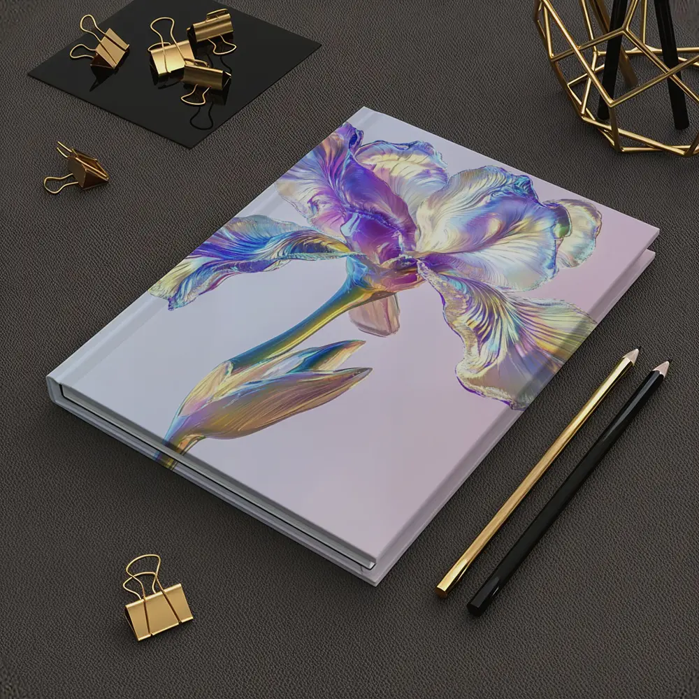 Holographic Iris Flower Pastel Gradient Background – Notebooks
