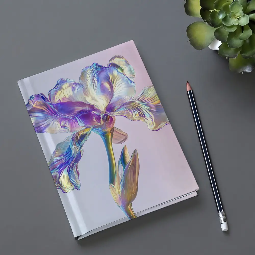 Holographic Iris Flower Pastel Gradient Background – Notebooks