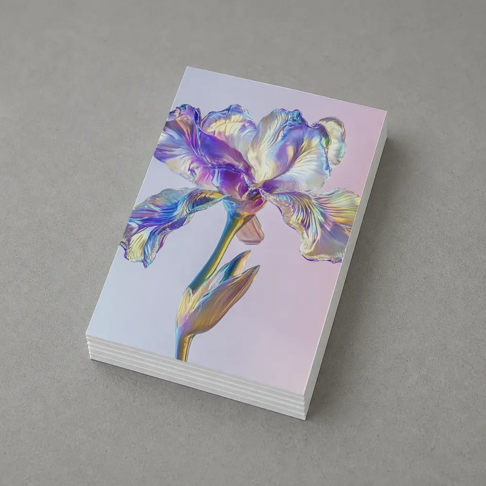 Holographic Iris Flower Pastel Gradient Background – Postcards