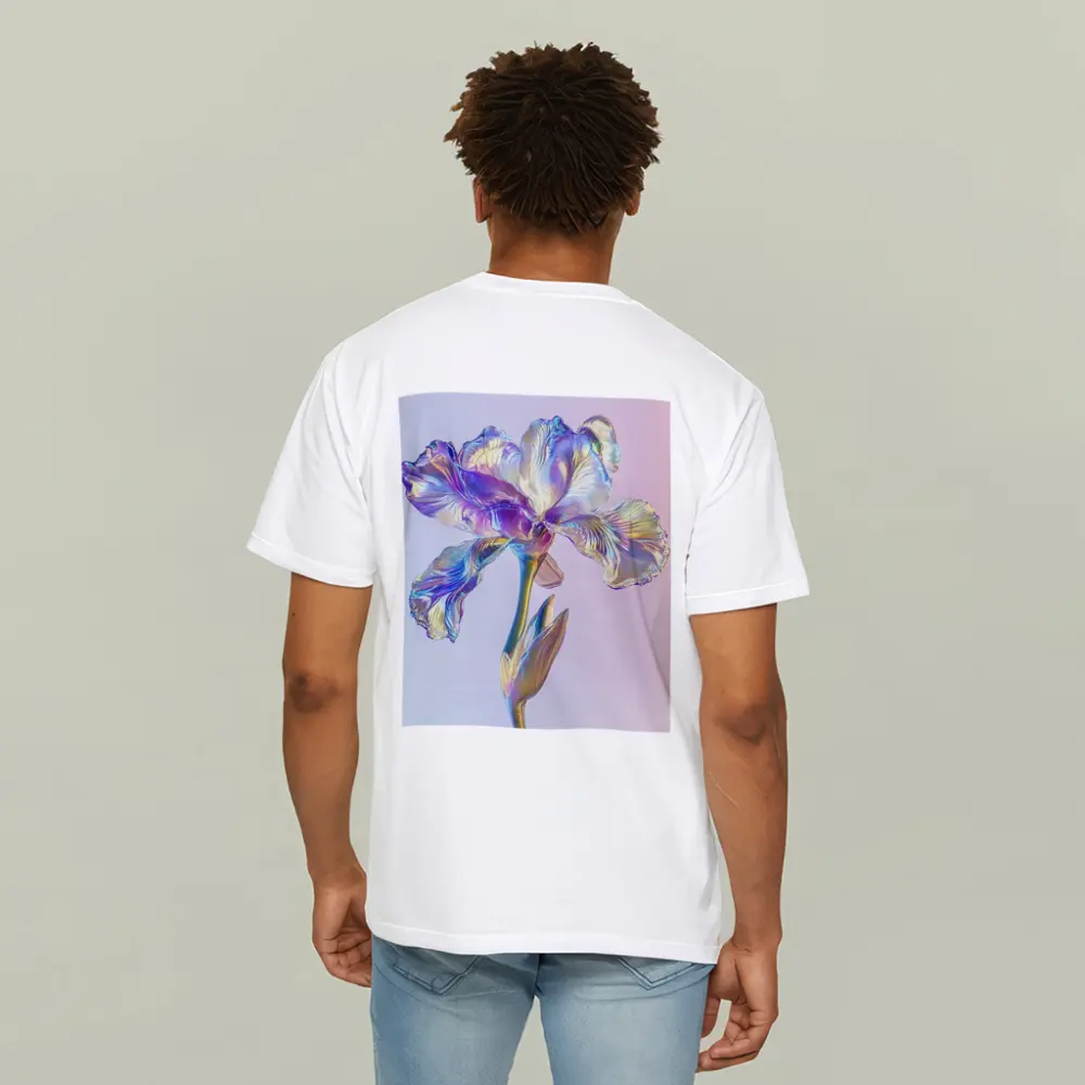 Holographic Iris Flower Pastel Gradient Background – T-Shirts