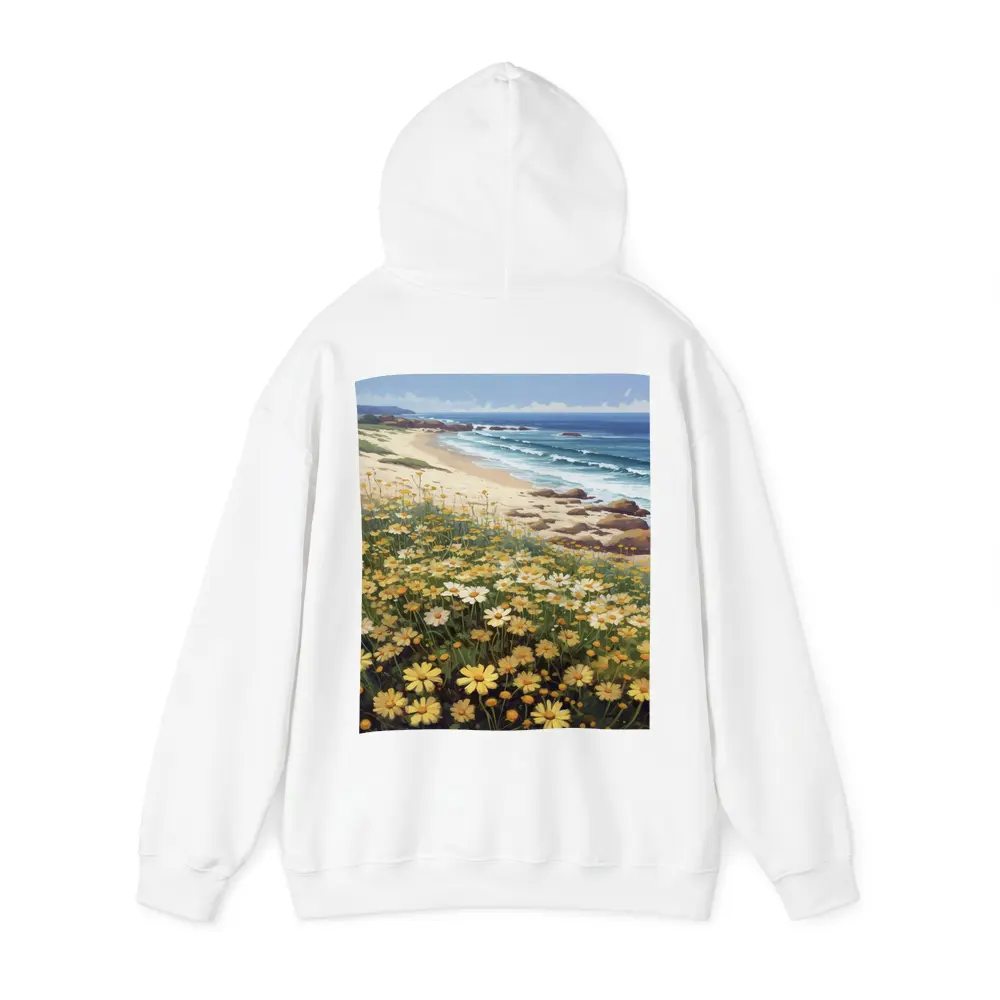 Daisy Field By Rocky Coastal Beach – Hoodies
