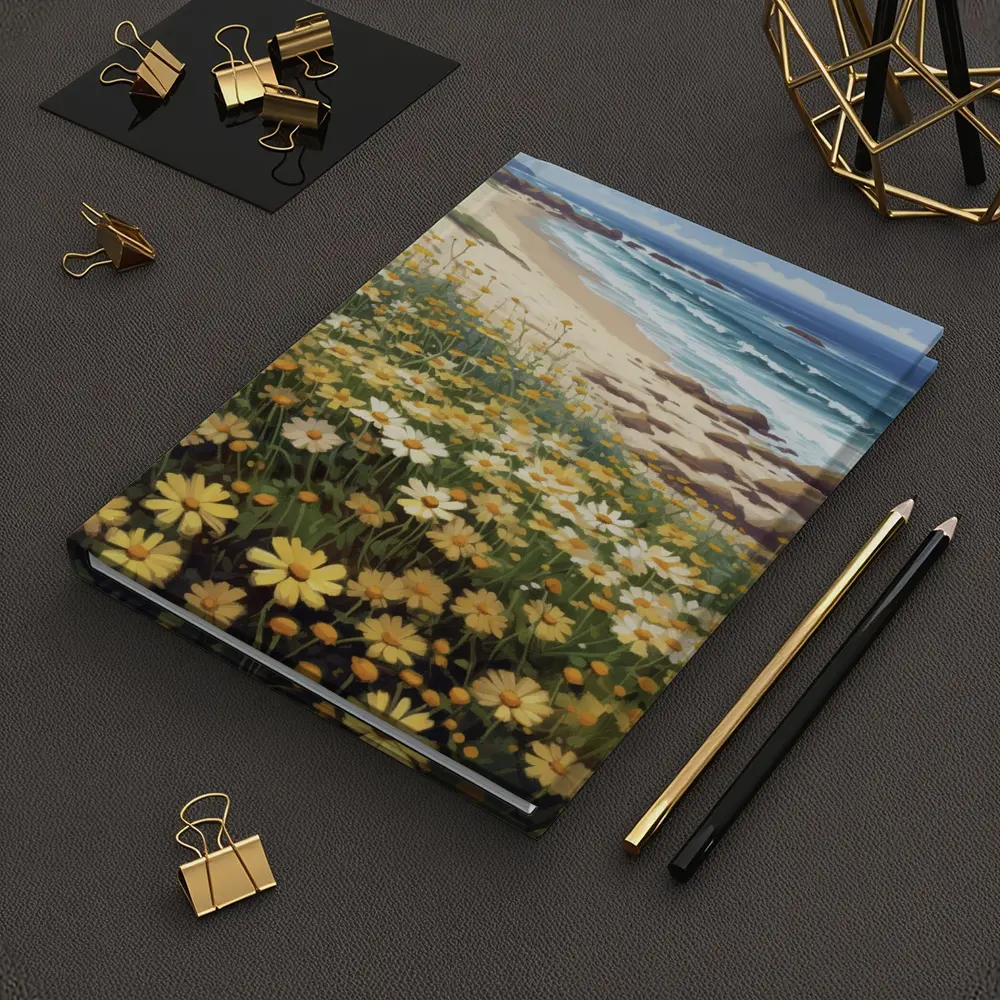 Daisy Field By Rocky Coastal Beach – Notebooks