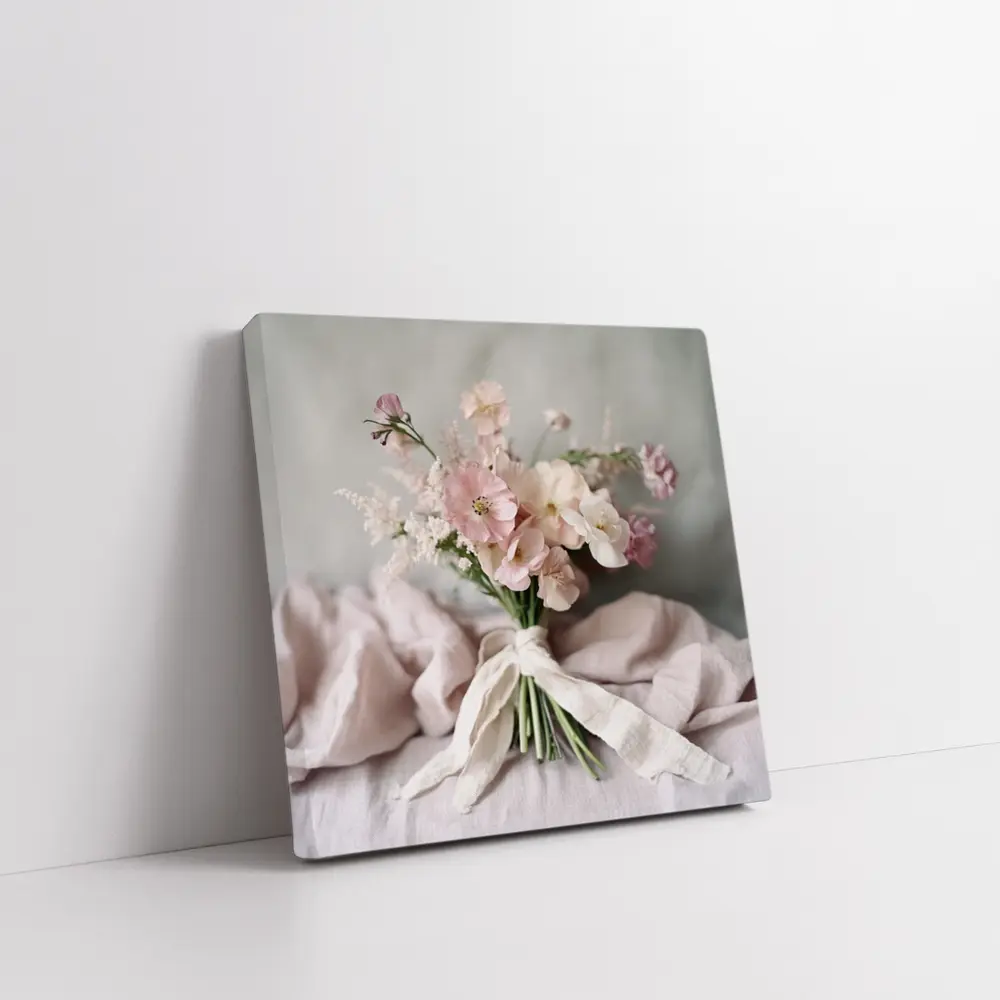 Pink Wildflower Bouquet Tied With Ribbon – Wall Art