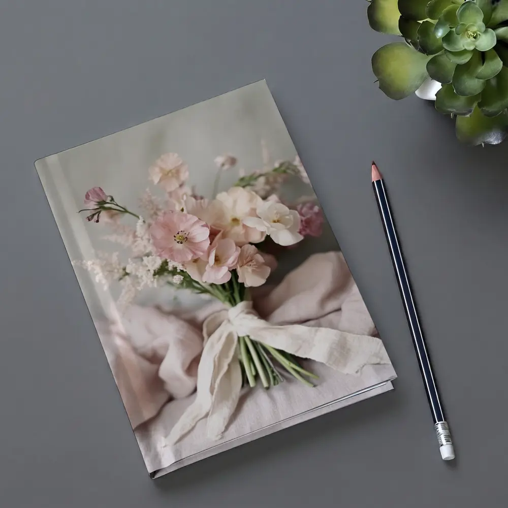 Pink Wildflower Bouquet Tied With Ribbon – Notebooks