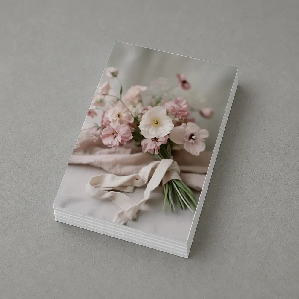 Pink Wildflower Bouquet On Linen Cloth – Postcards