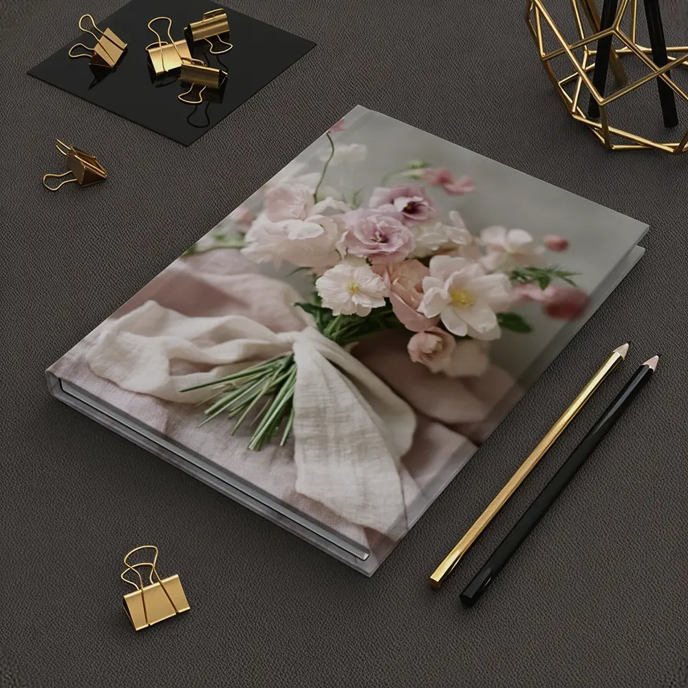 Blush Pink Flower Bouquet Linen Ribbon – Notebooks
