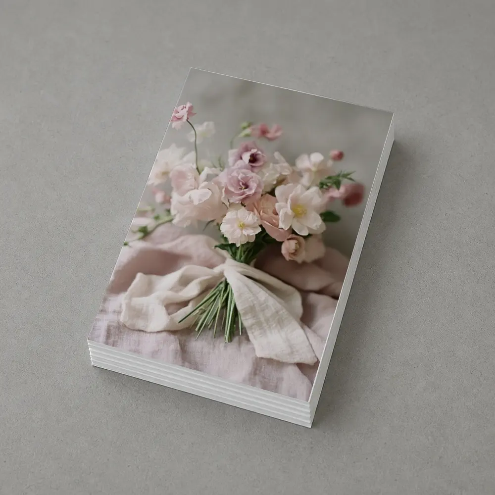 Blush Pink Flower Bouquet Linen Ribbon – Postcards