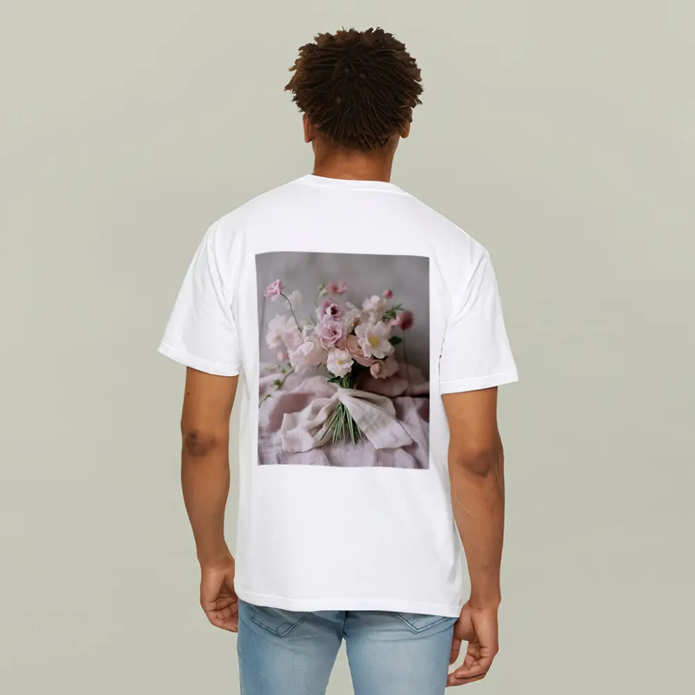 Blush Pink Flower Bouquet Linen Ribbon – T-Shirts