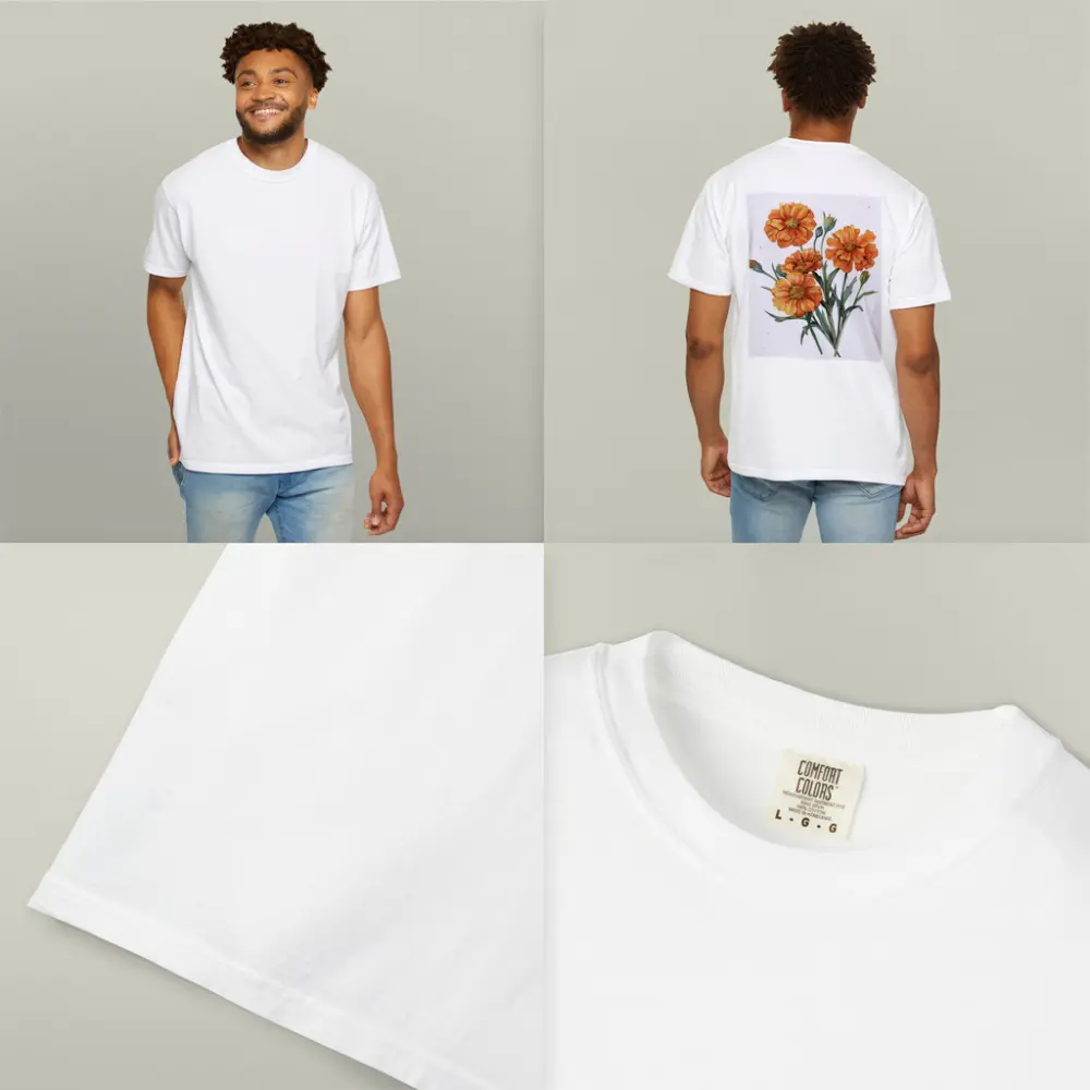 Orange Marigold Flowers Watercolor White Background – T-Shirts