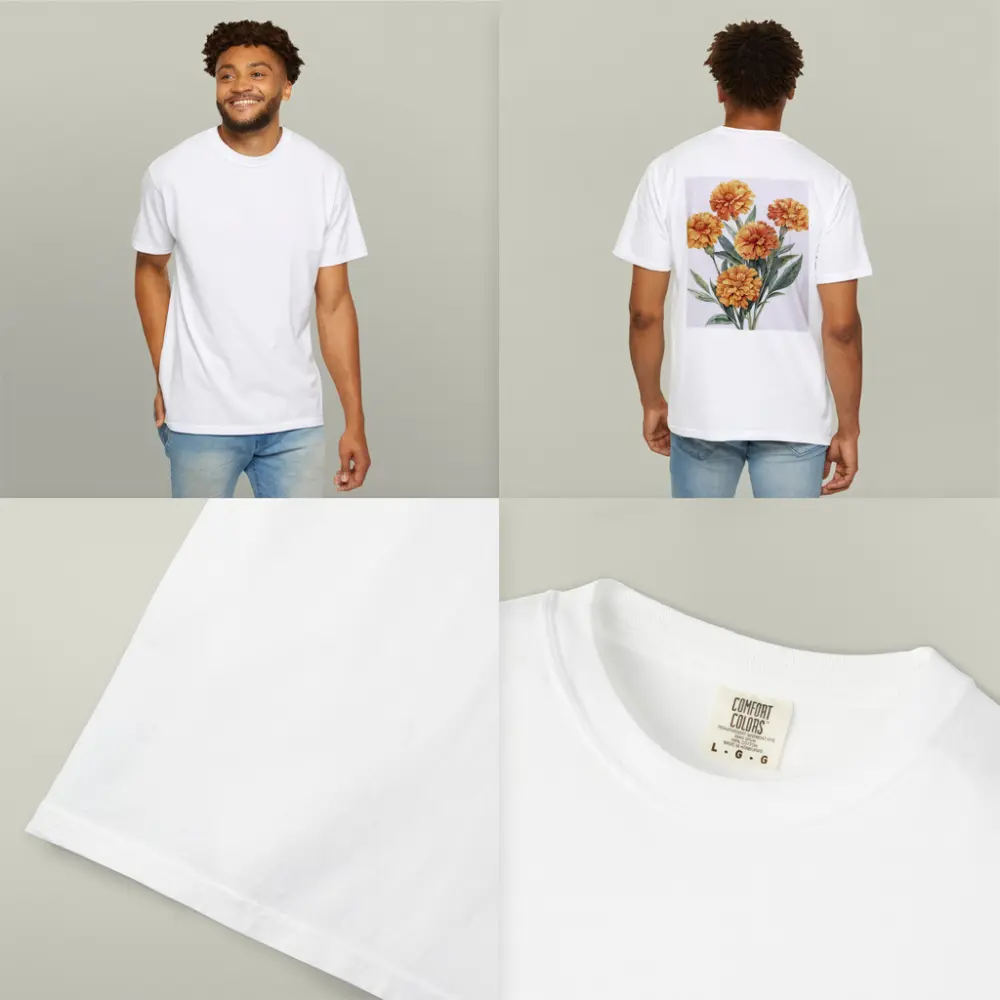 Orange Marigold Bouquet Watercolor Botanical Art – T-Shirts