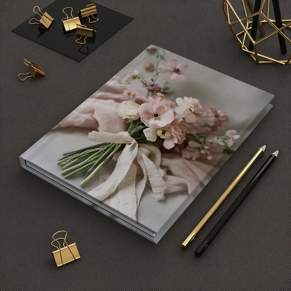 Pink Cosmos Bouquet Tied With Linen Ribbon – Notebooks