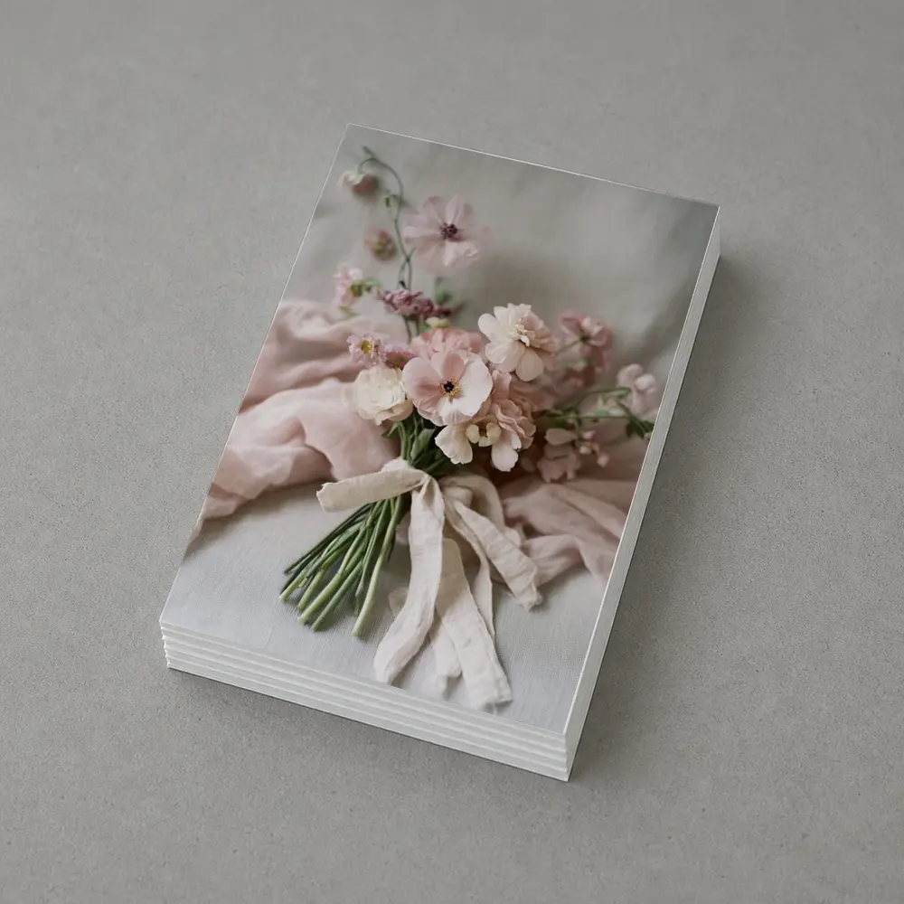 Pink Cosmos Bouquet Tied With Linen Ribbon – Postcards