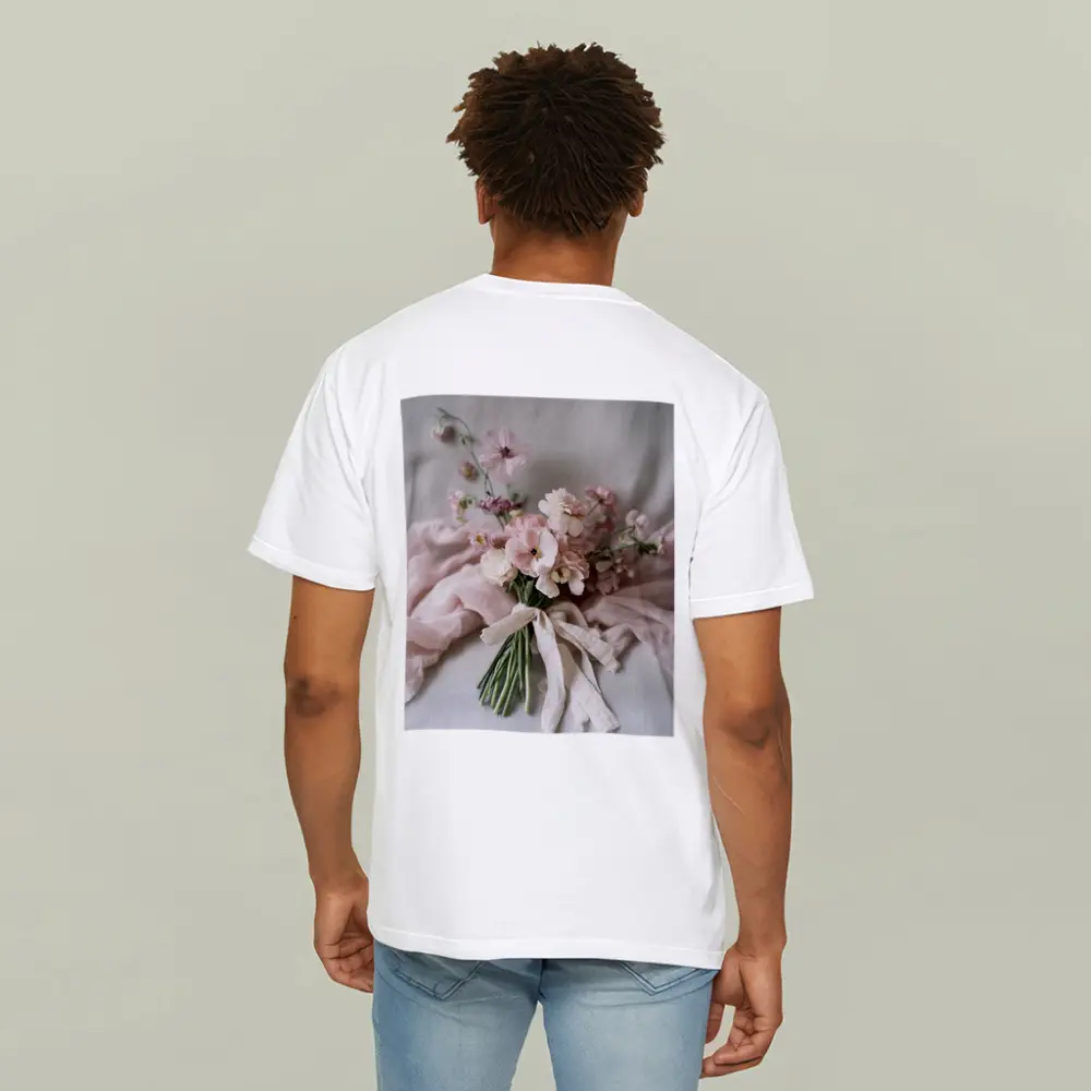 Pink Cosmos Bouquet Tied With Linen Ribbon – T-Shirts