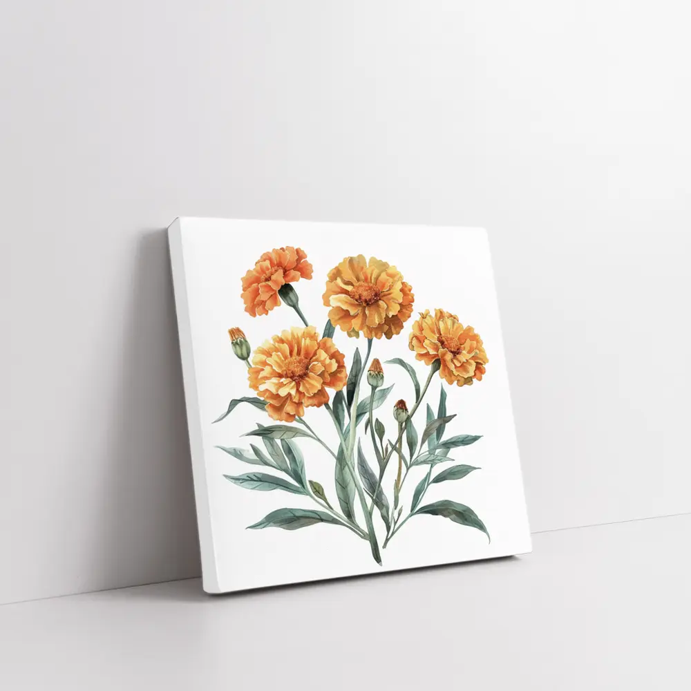 Marigold Flowers Watercolor Botanical Art – Wall Art