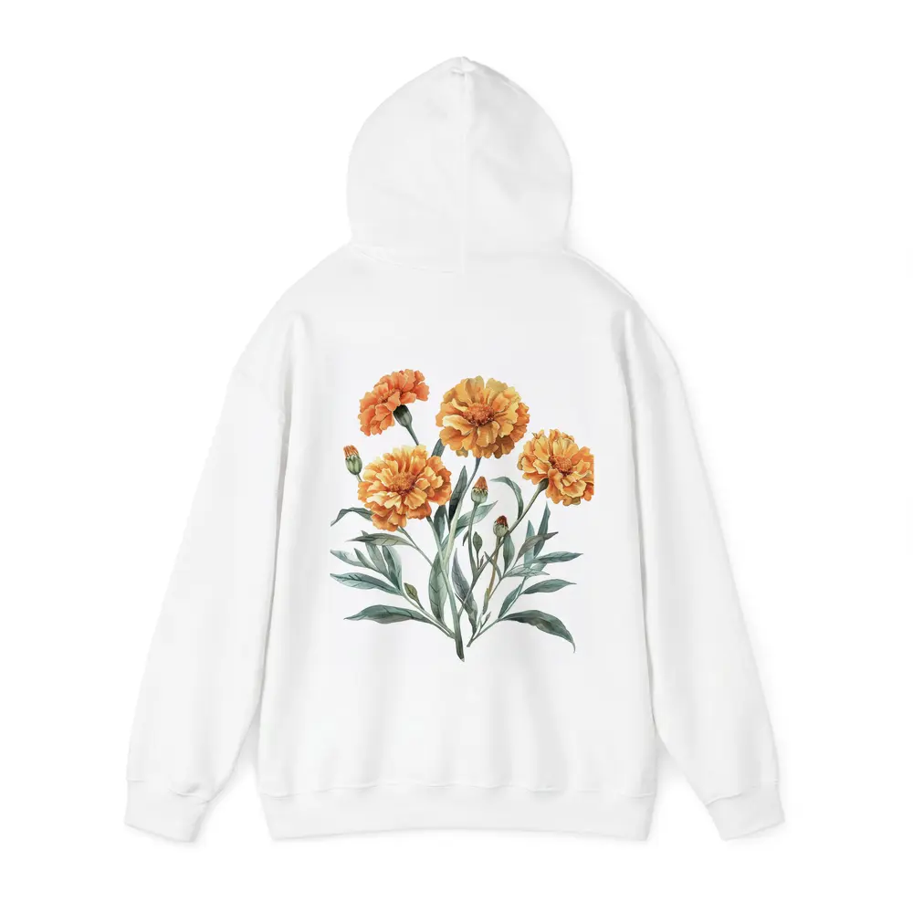 Marigold Flowers Watercolor Botanical Art – Hoodies