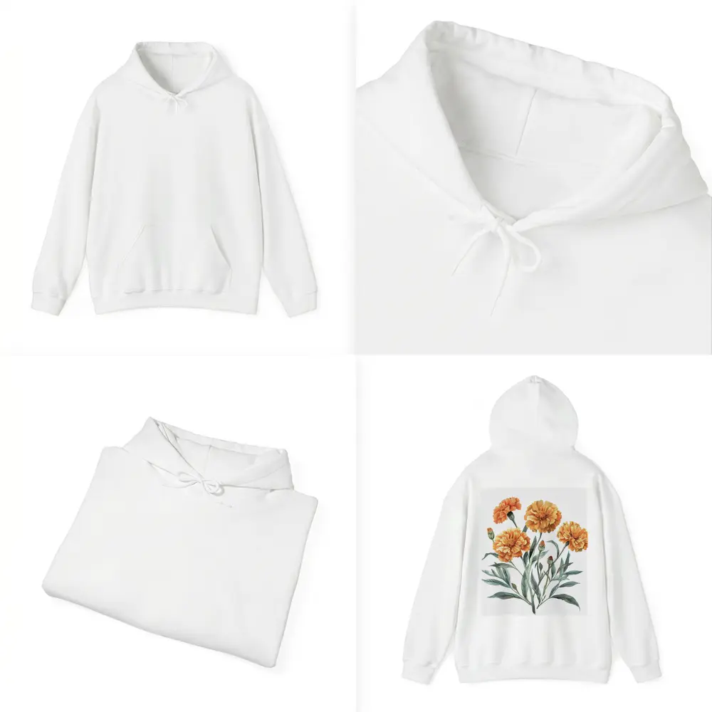Marigold Flowers Watercolor Botanical Art – Hoodies