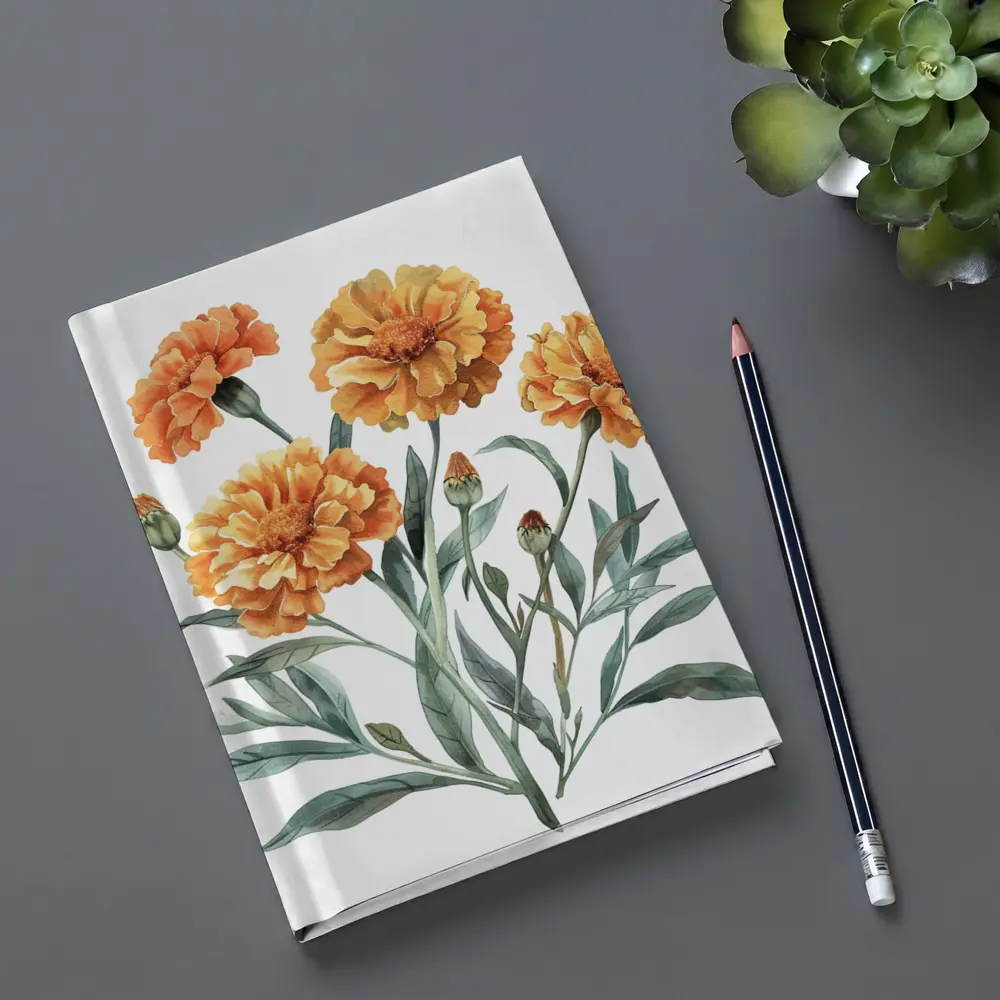 Marigold Flowers Watercolor Botanical Art – Notebooks