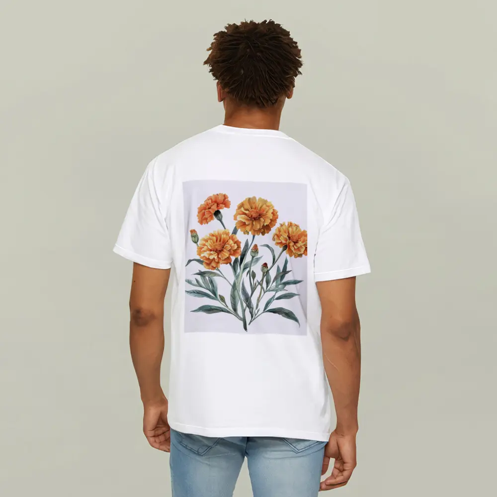 Marigold Flowers Watercolor Botanical Art – T-Shirts