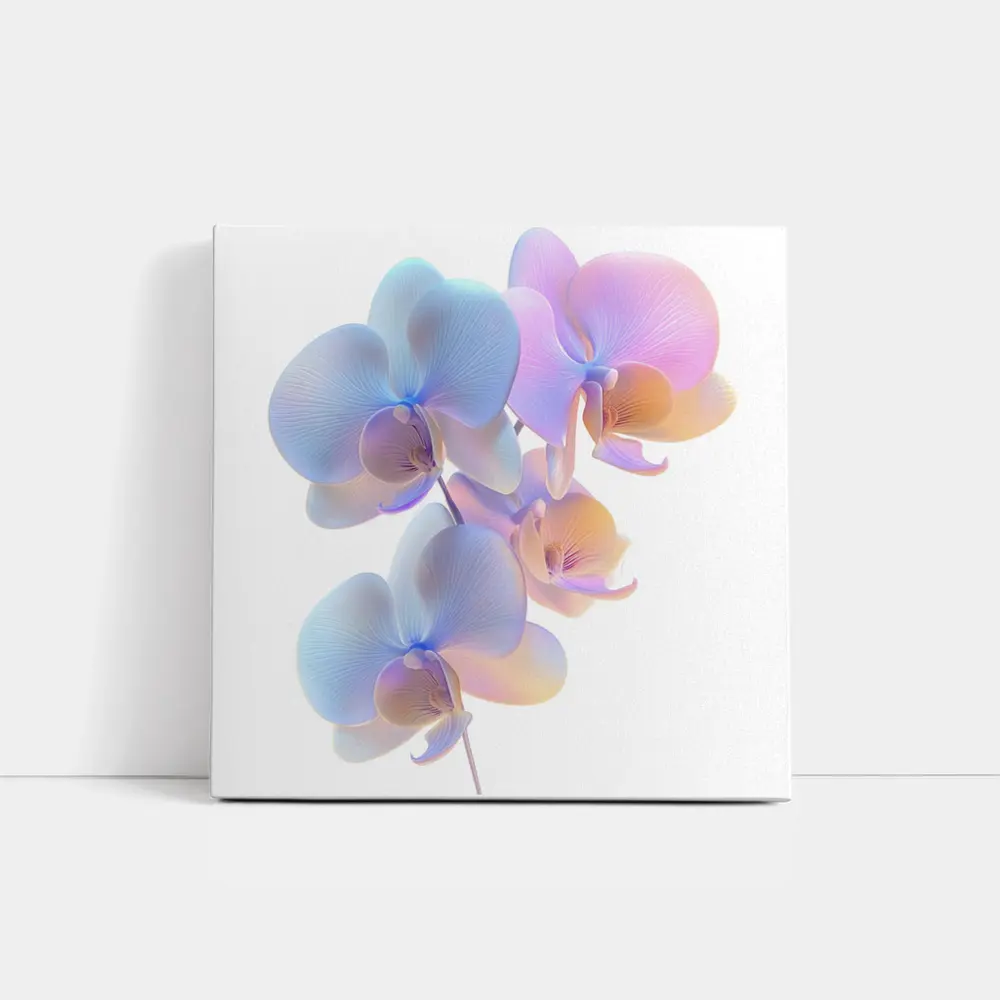 Pastel Orchid Flowers On White Background – Wall Art