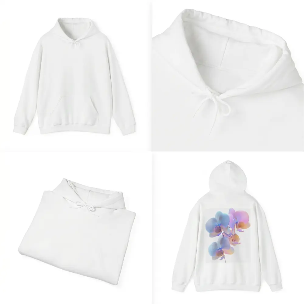 Pastel Orchid Flowers On White Background – Hoodies
