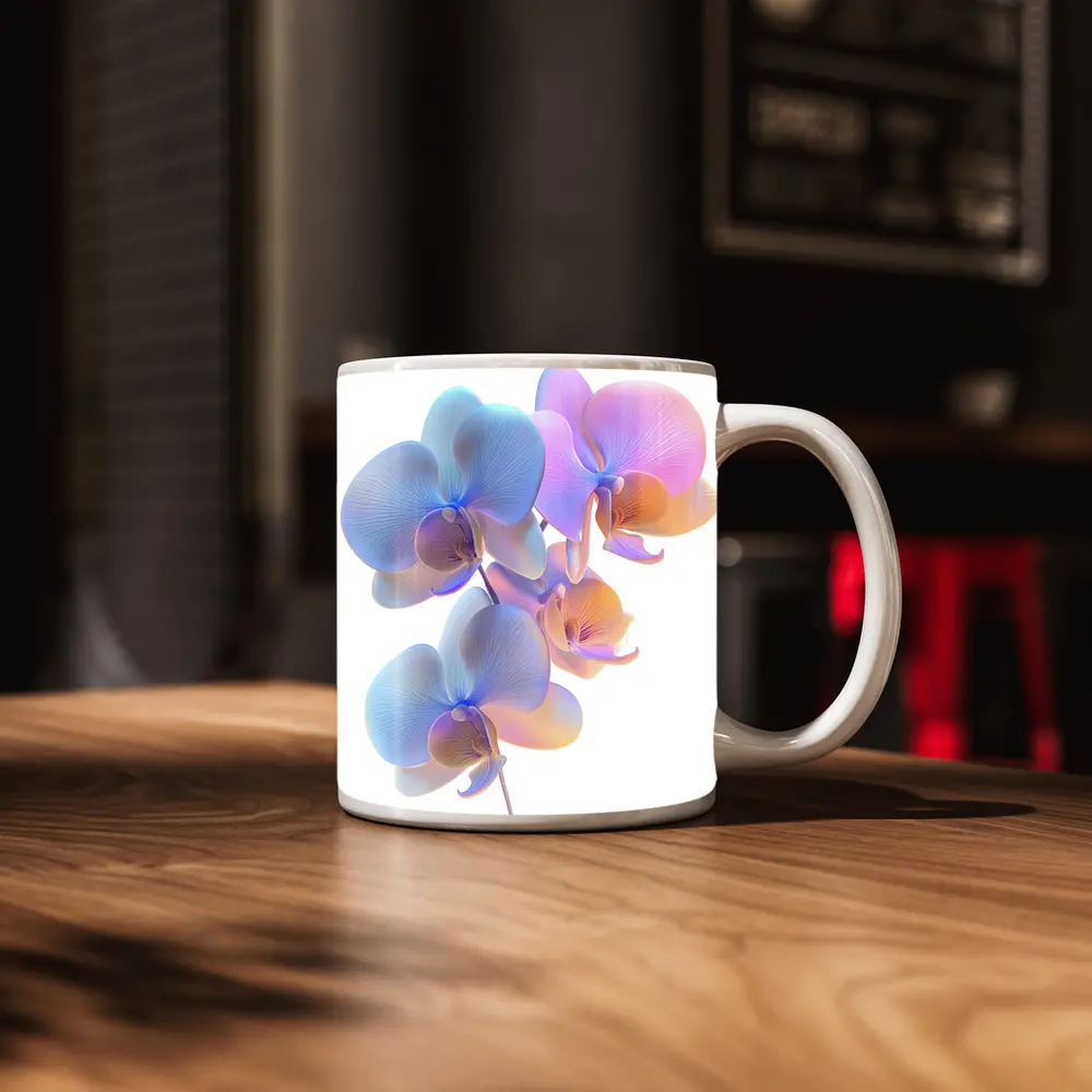Pastel Orchid Flowers On White Background – Mugs