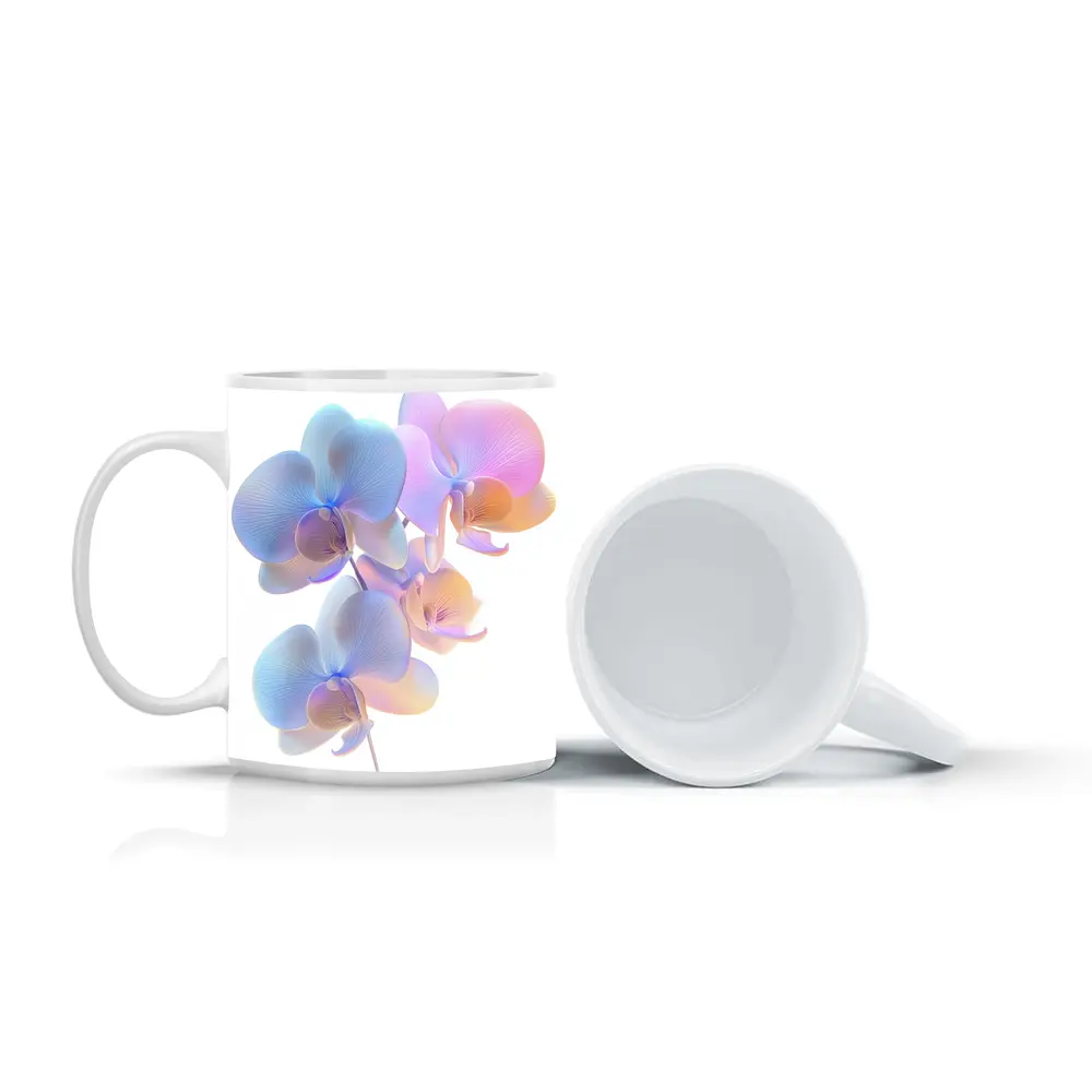 Pastel Orchid Flowers On White Background – Mugs