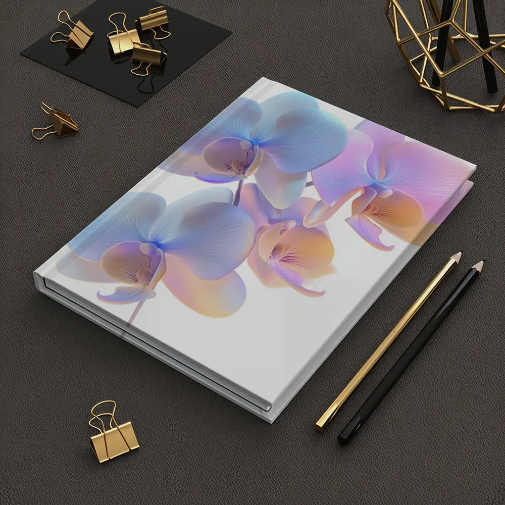 Pastel Orchid Flowers On White Background – Notebooks