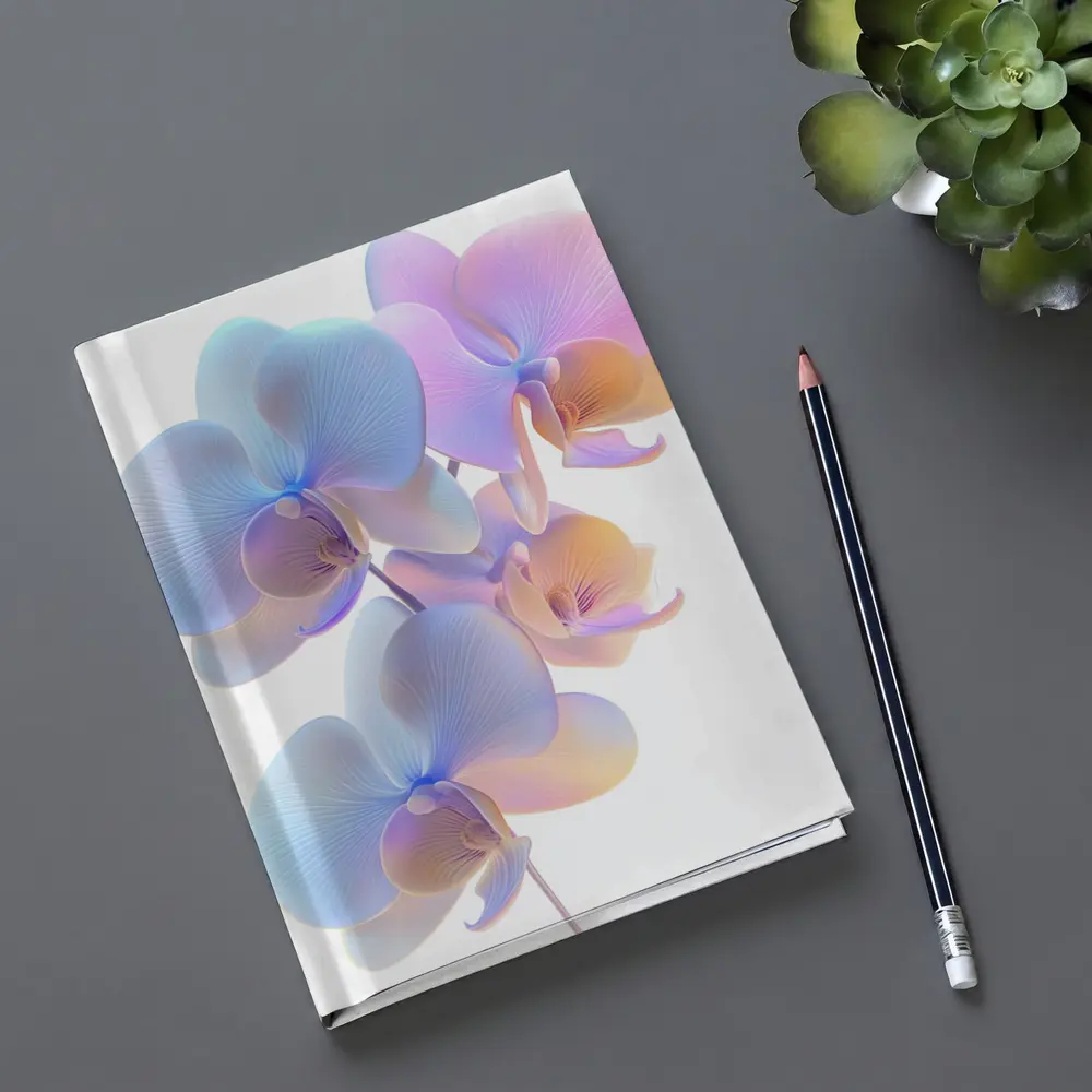 Pastel Orchid Flowers On White Background – Notebooks