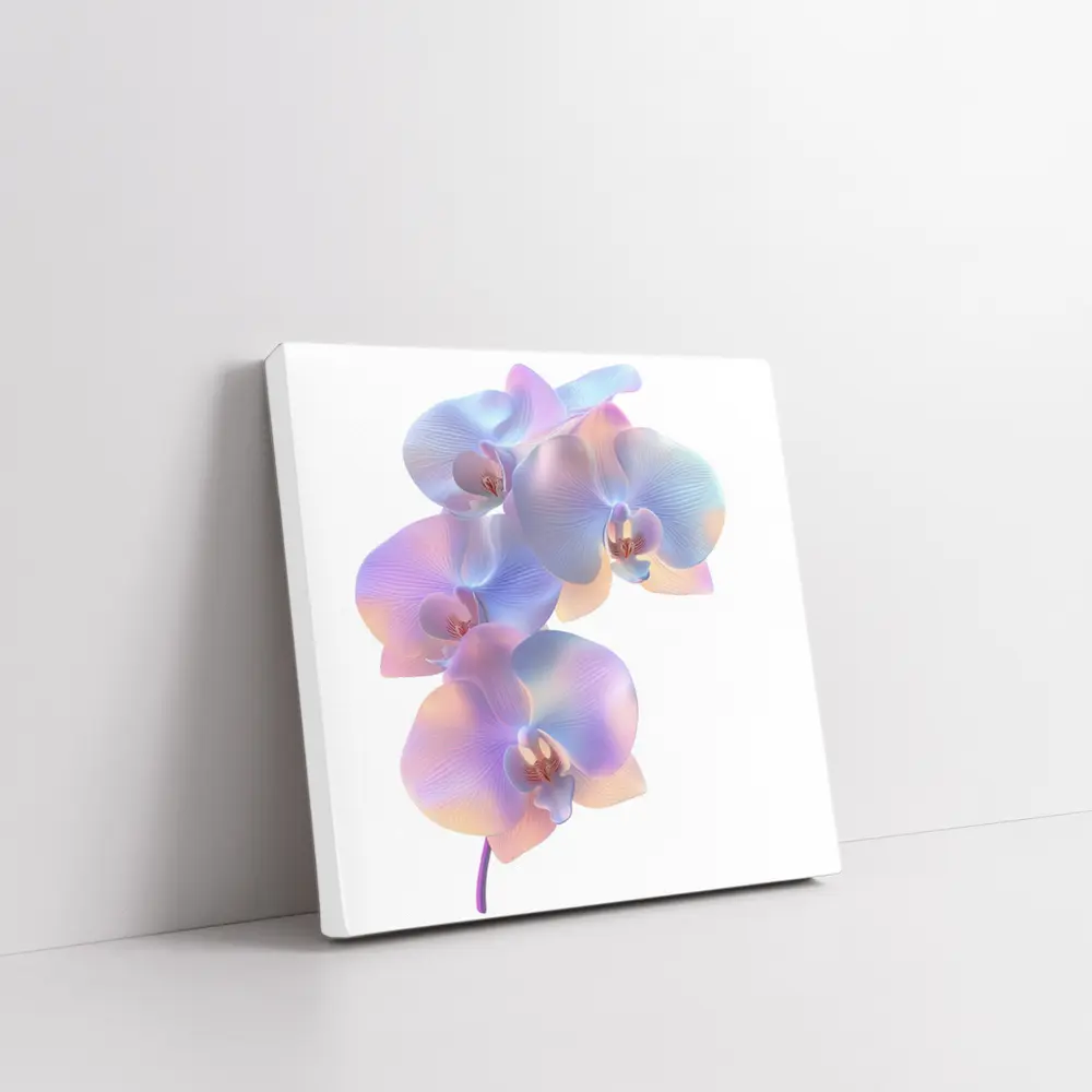 Pastel Iridescent Orchid Branch White Background – Wall Art