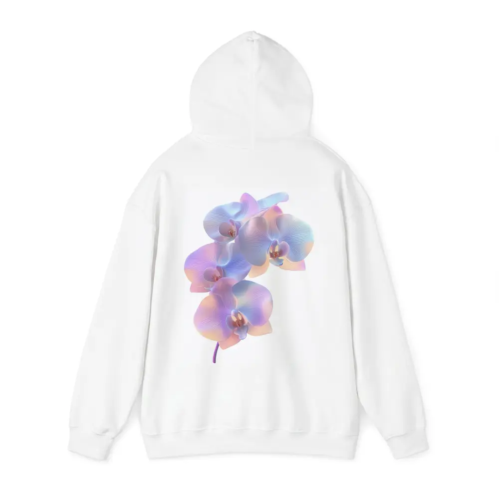 Pastel Iridescent Orchid Branch White Background – Hoodies