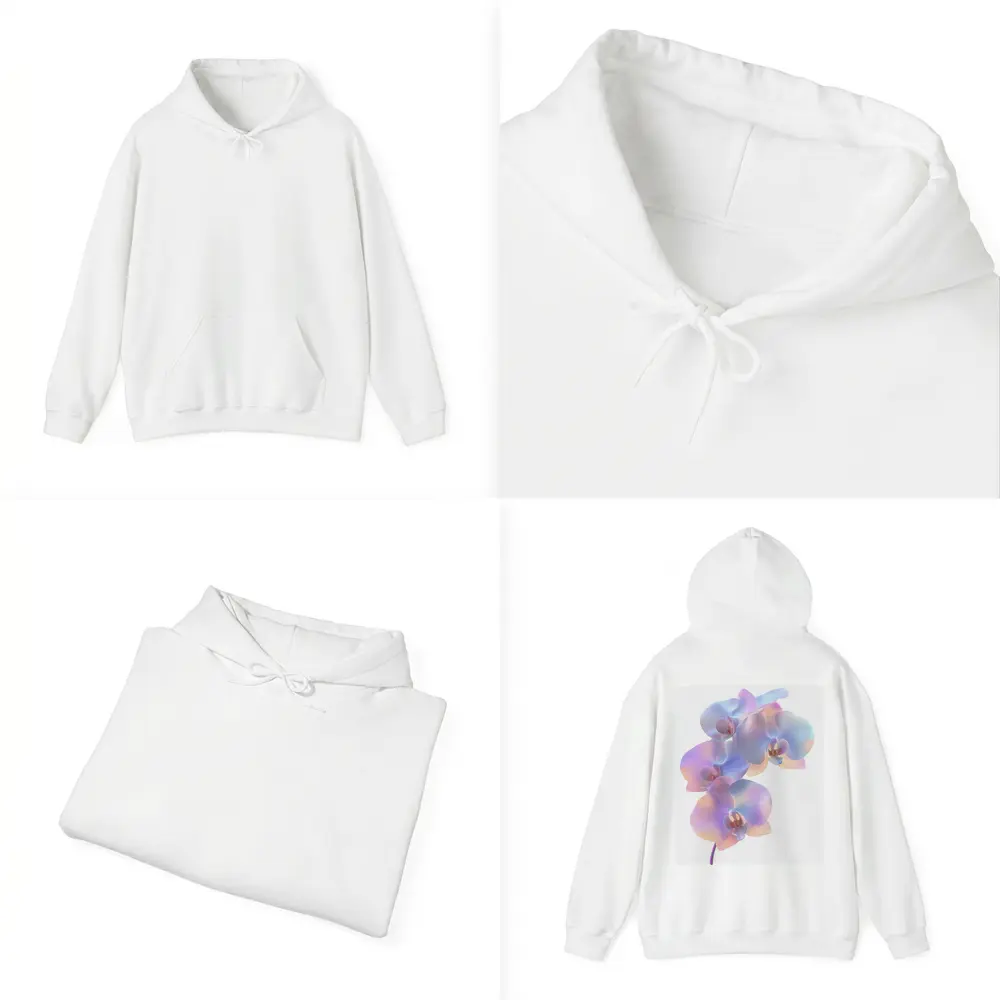 Pastel Iridescent Orchid Branch White Background – Hoodies