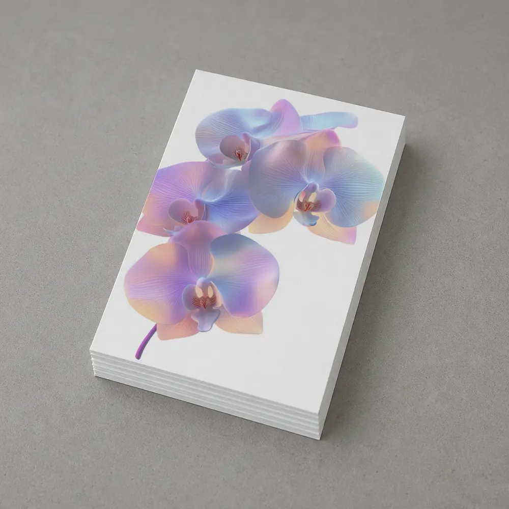 Pastel Iridescent Orchid Branch White Background – Postcards