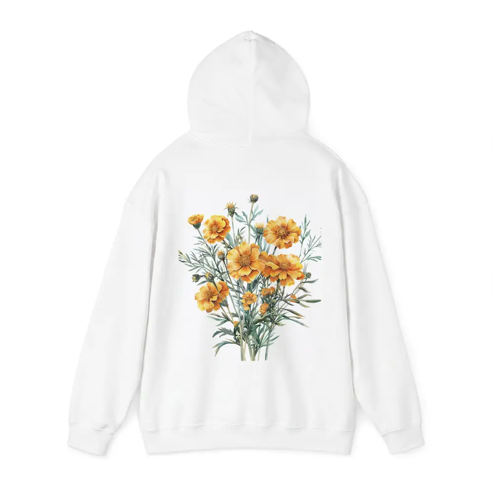 Watercolor Marigold Bouquet On White Background – Hoodies